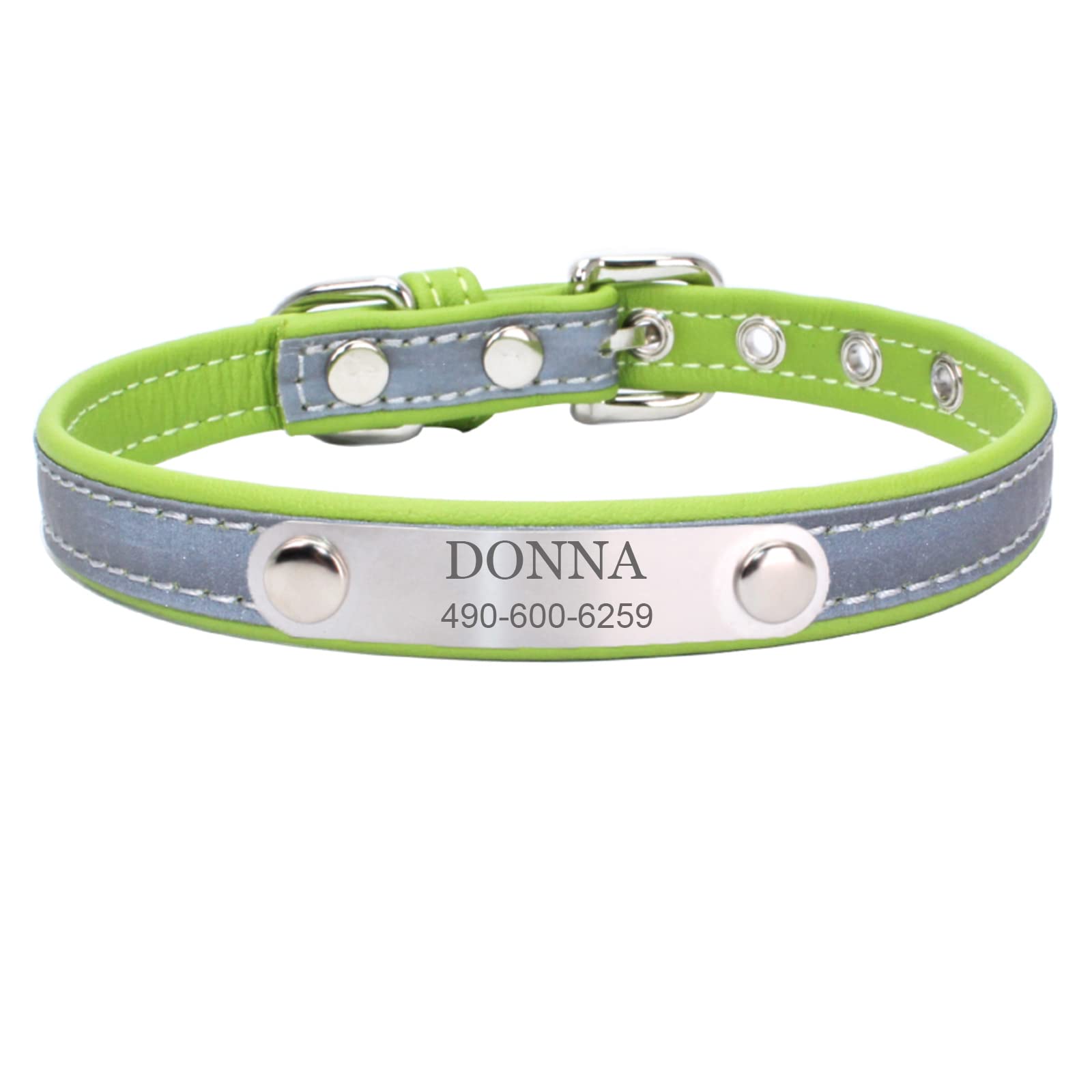 Personalized Leather Nameplate Dog Collar Custom Free Engraved ID Name Tag Pet Dog Collars for Small Medium Large Dogs