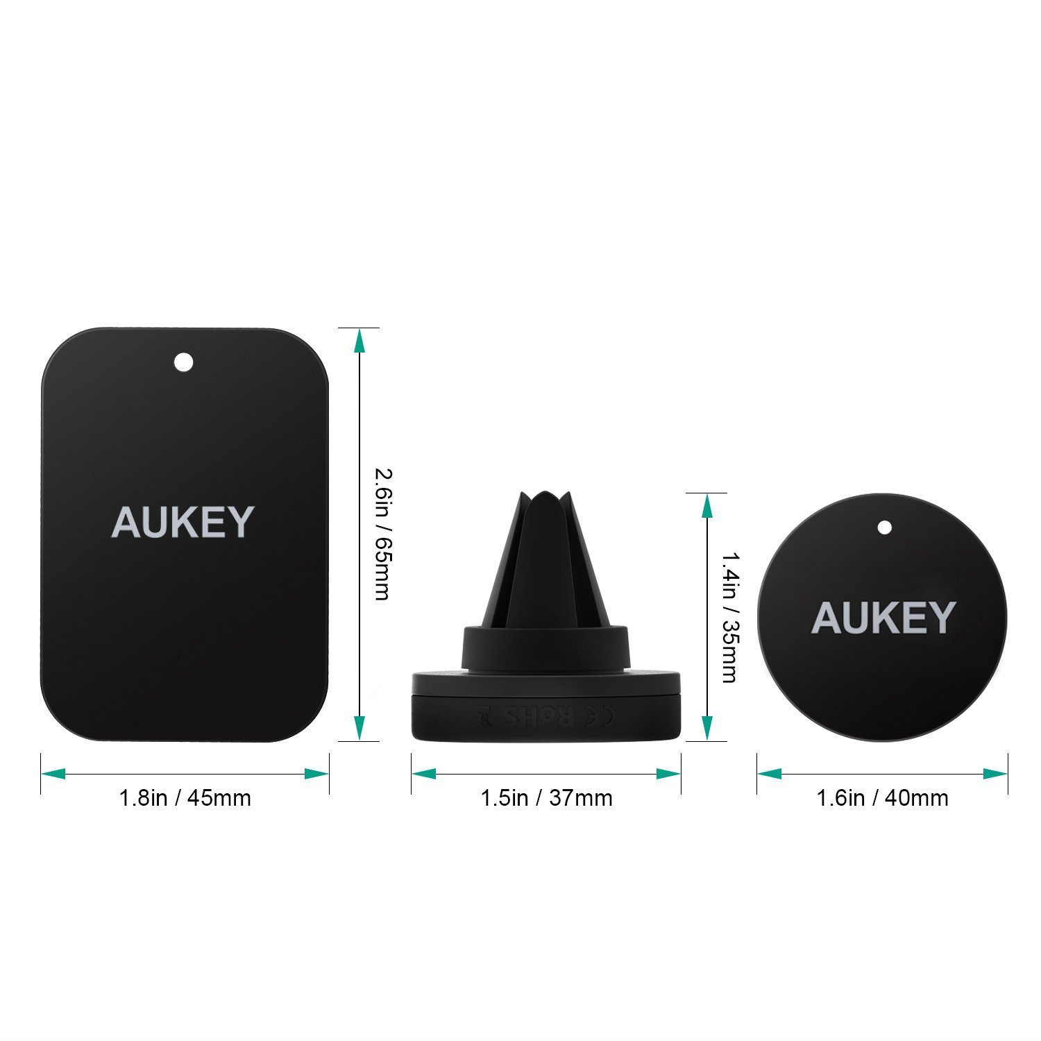 AUKEY Handyhalterung Auto Magnet ( 2 Stücke ) Lüftung KFZ Halterung Universal für iPhone 7/6s/6/5s/5, Samsung S8 und jedes Andere Smartphone Oder GPS - Schwarz