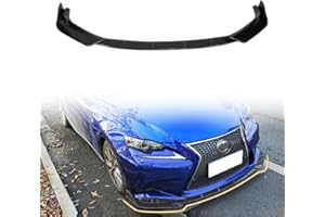 MODILOVER Front Bumper Lip Spoiler, Compatible with 2014-2016 Lexus is F Sport Only, Plastic Black with Carbon Fiber Print Ikon Style Add-on Front Splitter Air Dam Chin Protector, 3 Pieces
