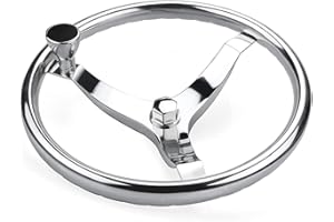 HOFFEN 13.5 Inch Boat Steering Wheel with 3/4“ Tapered Shaft, Anti-Slip Knurling Steering Wheel with Turning Knob 1/2"-20 Nut for Teleflex Manual Cable Type Steering Helm