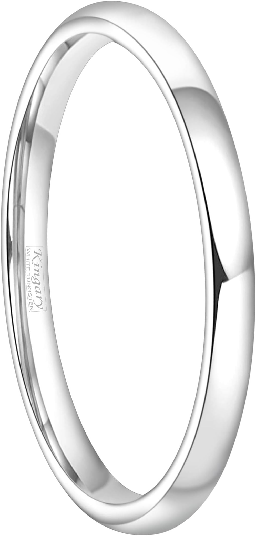 Kingary 2mm 4mm 6mm White Tungsten Couple Wedding Bands Rings Men Women Classic Domed Poished Size 3.5 to 16