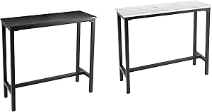 Mr IRONSTONE 47” Pub Dining Table & 39.4” Bar Table Pub Dining Height Table Black Bistro Table (Indoor USE ONLY)