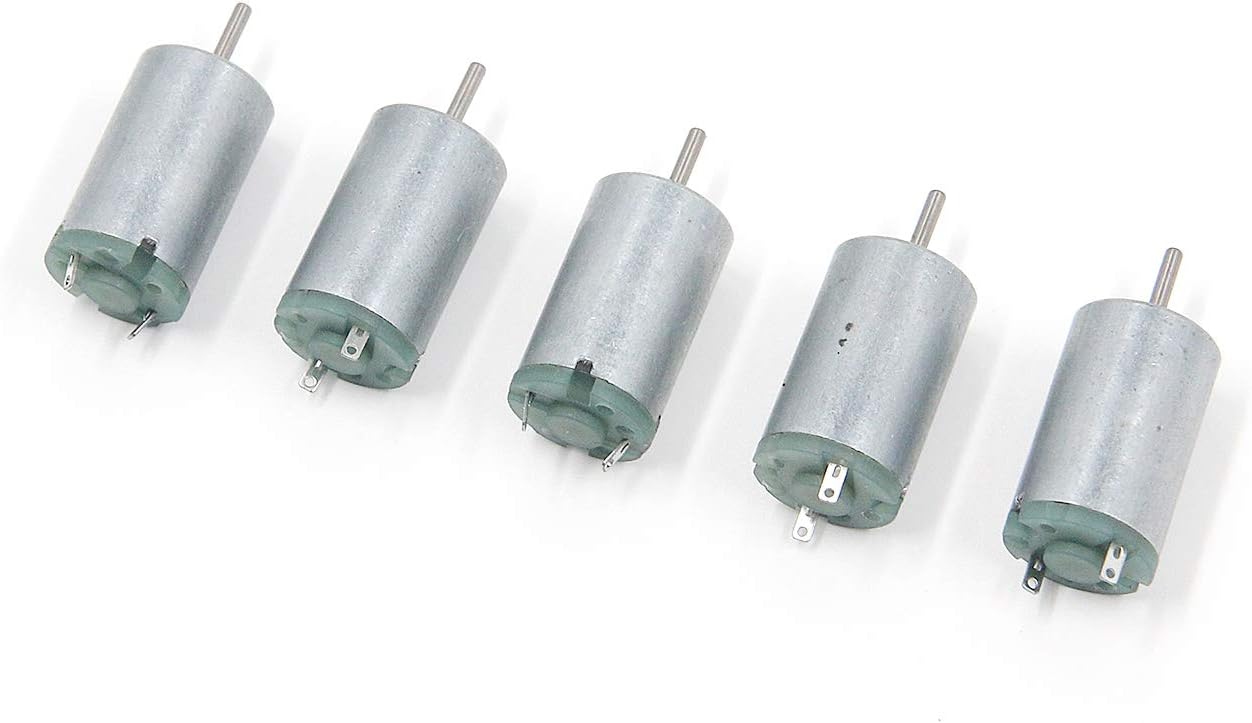 FarBoat Hardware 1220# Metal Cylinderical 3V 0-4.5V 7700RPM DC Mini Motor for DIY Toy Mini USB Fan Science Experiment Home Vehicle Appliance Windshield Wiper with Shaft, Pack of 5
