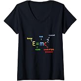 Women's E Equals M C Squared E=MC2 Science Equation V-Neck T-Shirt