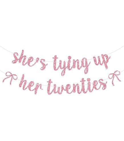 „She’s Tying Up Her Twenties“ Banner – Roségolden Glitzernd, Für 30. Geburtstag Oder Jubiläum