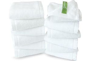12 Pack Bamboo Washcloths 13" x 13" - Soft Wash Cloths for Your Face Towel, Wash Cloths for Your Body (White)