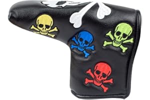 Scott Edward Skull and Shark Golf Headcover Driver Fairway Hybrid with Big Number 1 3 5 H Iron Golf Club Cover Blade Putter S