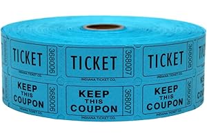 INDIANA TICKET CO. 2,000 Blue Raffle Tickets Double Roll, Premium Quality 50/50 Raffle Tickets, Tickets for Events, Carnivals, Door Prizes, Drinks and More