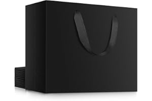 EUSOAR Black Large Gift Bags, 12 Pack 16"x 6"x 12" Paper Shopping Bags with Handles, Heavy Duty Kraft Paper Merchandise Bags Bulk, Party, Favor, Boutique, Merchandise, Retail Bags