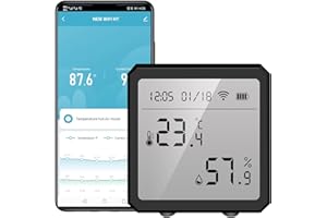HAOZEE WiFi Thermometer Hygrometer,Tuya Smart Temperature and Humidity Sensor with App Notification Alert,LCD Display Support Alexa Google Assistant,Remote Monitor for Room