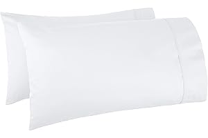 鶹 Basics 400 Thread Count Soft Cotton Pillow Case, King Size, 40" L x 20" W, Machine Washable, White - Set of 2, Pillows