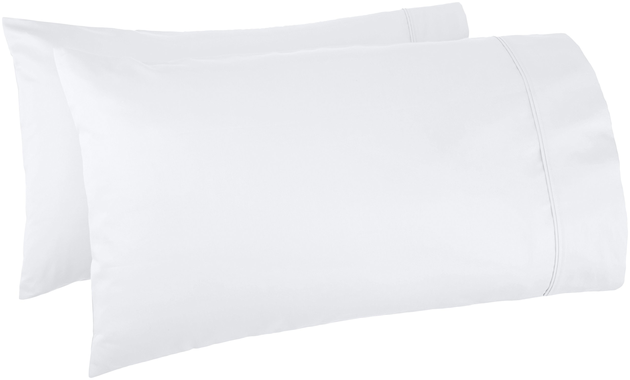 Photo 1 of Amazon Basics 400 Thread Count Soft Cotton Pillow Case, King Size, 40" L x 20" W, Machine Washable, White - Set of 2, Pillows Not Included