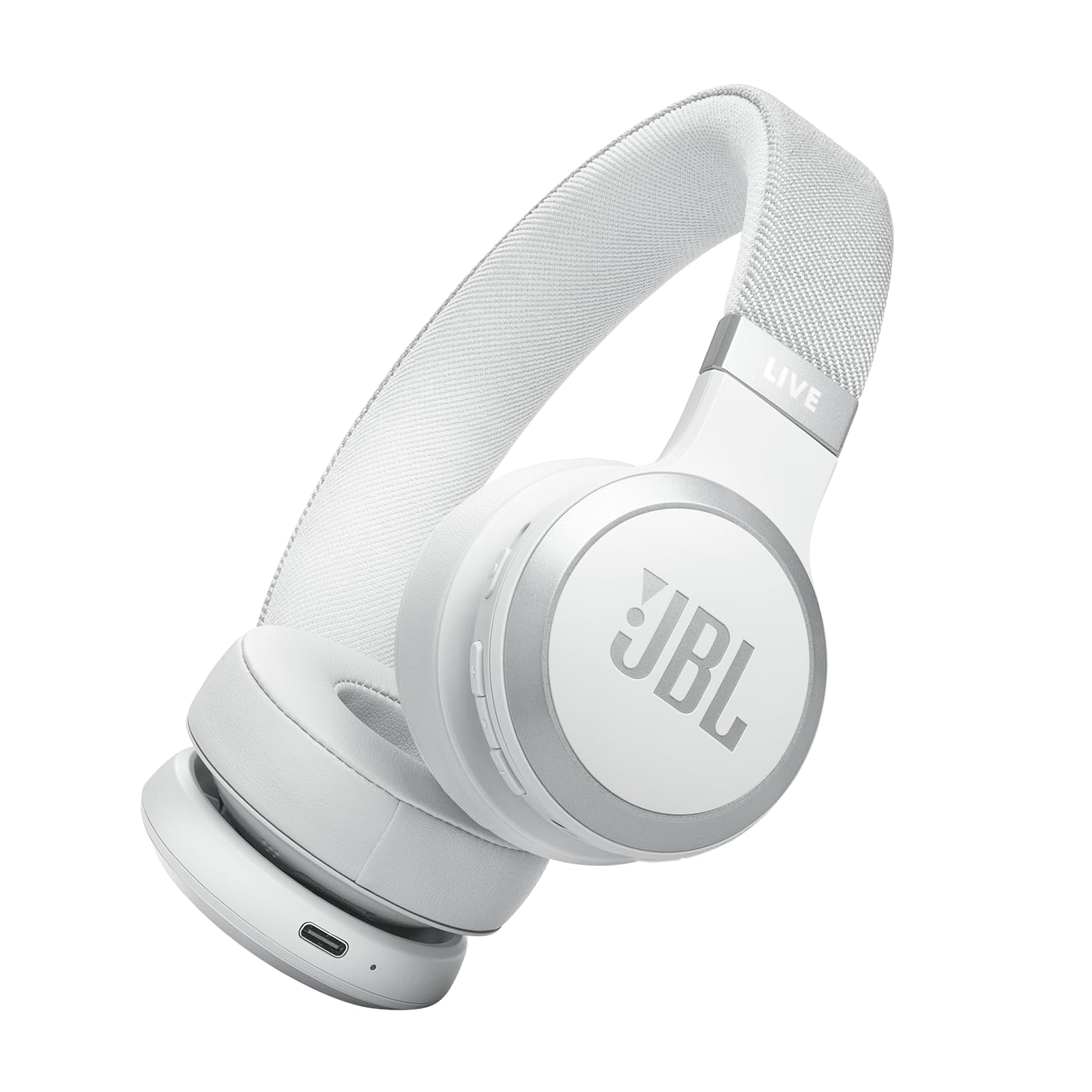JBL Live 670NC - Wireless On-Ear Headphones with Adaptive Noise Cancelling with Smart Ambient, Up to 65H Battery Life with Speed Charge, Lightweight, Comfortable and Foldable Design (White) Image