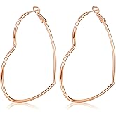 Hoop Earrings, Fashion Jewelry Statement Large Geometric Heart Hoop Earrings for Women Gift