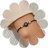 Ximdble Vintage Evil Eye Bracelet Black Seed Bead Bracelet Rice Bead Hand Chain Devil Eye Chain Bracelet Jewelry for Women