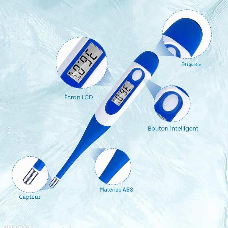 Thermomètre Flexible pour Adultes et Enfants, Berrcom Thermomètre Buccal Médical et Pour Avant-Bras étanche avec Alarme de Fièvre