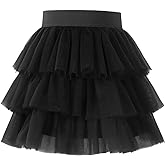 Noomelfish Girls Layered Tutu Skirt Ruffle Tiered Tulle Party Dance Skirt (3-10 Years)