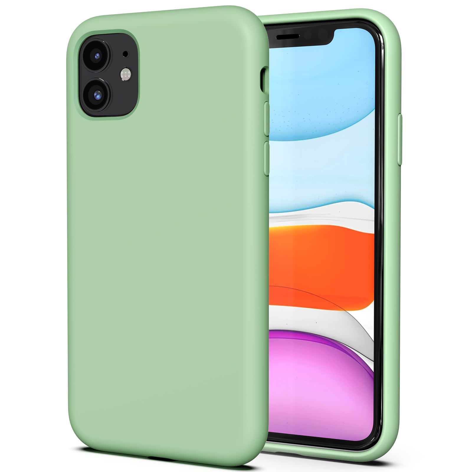 TAXXOE Silicone Case with iPhone 11 Case Soft Ultra Slim Protective Shockproof Liquid Silicone Phone Case,Anti-Scratch Microfiber Lining，6.1 inch-Mint Green — image 1