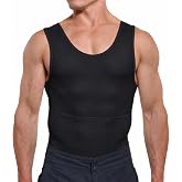 Esteem Apparel Max Gynecomastia Compression Shirt for Men | Men's shapewear compression tank top; tummy control, sleeveless slimming undershirt, chest and body shaper