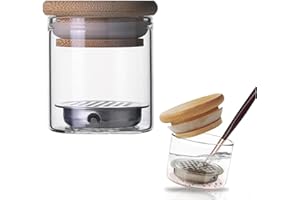 BRAVIKERLY Nail Art Brushes Washing Cup, Nail Glitter Removal Cup, Monomer Holder, Nail Art Acrylic Liquid Powder Removal Cup, Nail Brush Cleaner Dappen Dish with Lid, Easy Cleaning Portable Mesh Layered