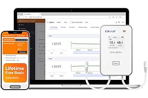 Elitech 5G/2.4G WiFi Real-Time Temperature Humidity Monitor, Dual Channel Remote Data Logger, Cloud Data Storage, SMS/Email/APP/Web Alarm, Warehouse, Pharmacy, RCW-360Pro-W-DC