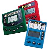 RecZone LLC Vegas Gambling Electronic Travel Game Pack - Slot Machine, Poker, and Blackjack Handheld Game