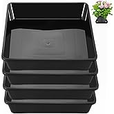 MHXWNHA 4 Pack 12 Inch Square Plant Saucer, Plant Drip Trays and Flower Pot Saucers, Plant Trays for Indoors No Holes, Plant Drainage Tray Saucers for Potted Plants (Black)