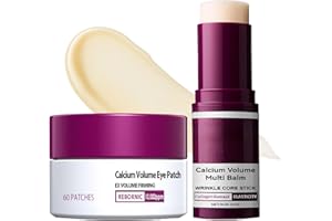 BeiBreeze Eye Care Duo – Calcium Volume Multi Balm Stick + Hydrogel Under Eye Patches 60ea (30 Pairs), Hydrating & Smoothing Eyes Treatment, Gentle on Skin, Travel-Friendly