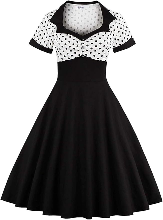 Women Vintage 1920S Dress Polka Dot Fit and Flare Cocktail Dresses