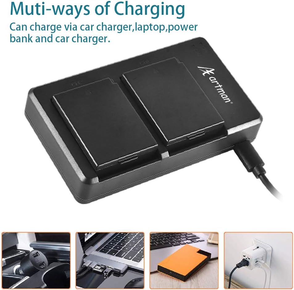 Artman LP-E10 Battery 2-Pack 1600mAh and Rapid Dual USB Charger for Canon LP E10, EOS Rebel T7 T6 T5 T3 T100 - Image 5