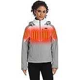 ORORO Women's 5 Heat Zones Dual Control Heated Jacket, Heated Coat with USB-C Rechargeable Battery