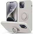 MOCCA Compatible with iPhone 14 Plus Case with Ring Kickstand | Liquid Silicone | Microfiber Linner | Anti-Scratch Full-Body Shockproof Protective Case for iPhone 14 Plus 6.7inch - Stone
