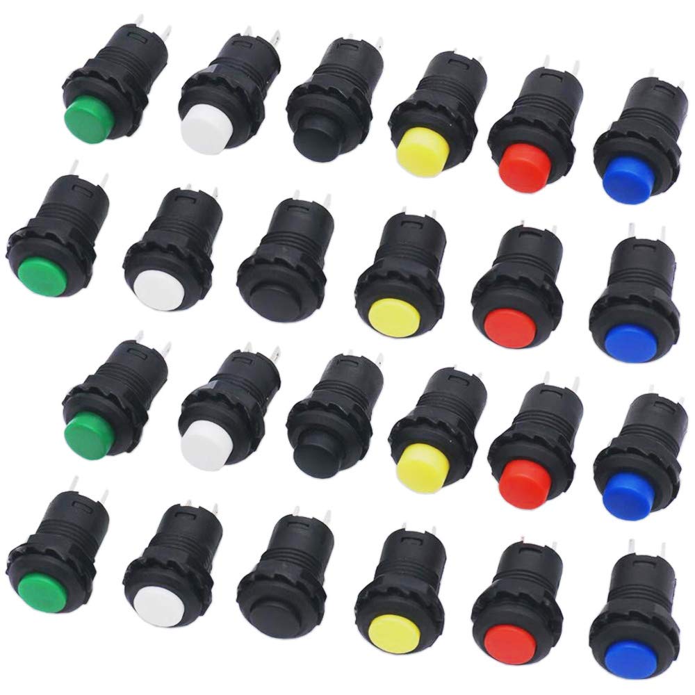 Rouge/Vert/Jaune/Bleu/Noir/Blanc GTIWUNG 24 Pièces 12mm Boutonpoussoir à Verrouillage Boutons