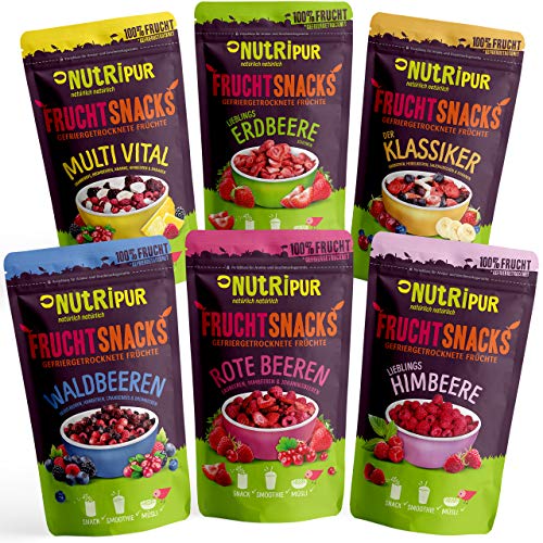 Gefriergetrocknete Früchte 6er Set - Getrocknete Beeren und exotische Früchte - Trockenobst und Beeren gefriergetrocknet…