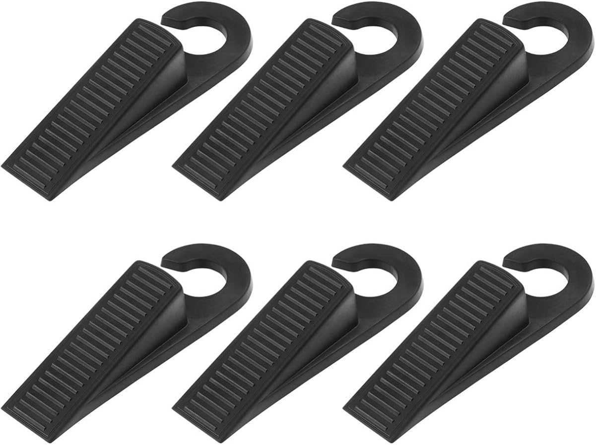 6PCS Black Rubber Door Wedge Stoppers,Non-Slip Door Noiseless Door Block Wedges,Heavy Duty Resistant Door Stop Wedge Suitable for Homes/Offices/Floors