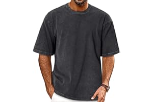 ADOREJOY Mens T Shirts Summer Short Sleeve Top Oversized Vintage Washed Tees Basic Loose Fit Blouse