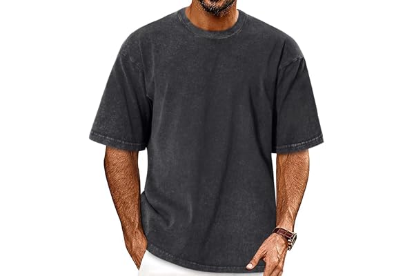 Mens T Shirts Oversized Vintage Washed Tshirt Summer Loose Fit Tee Tops | Acid Wash Fabric,100% Cotton Top,Basic Short Sleeve