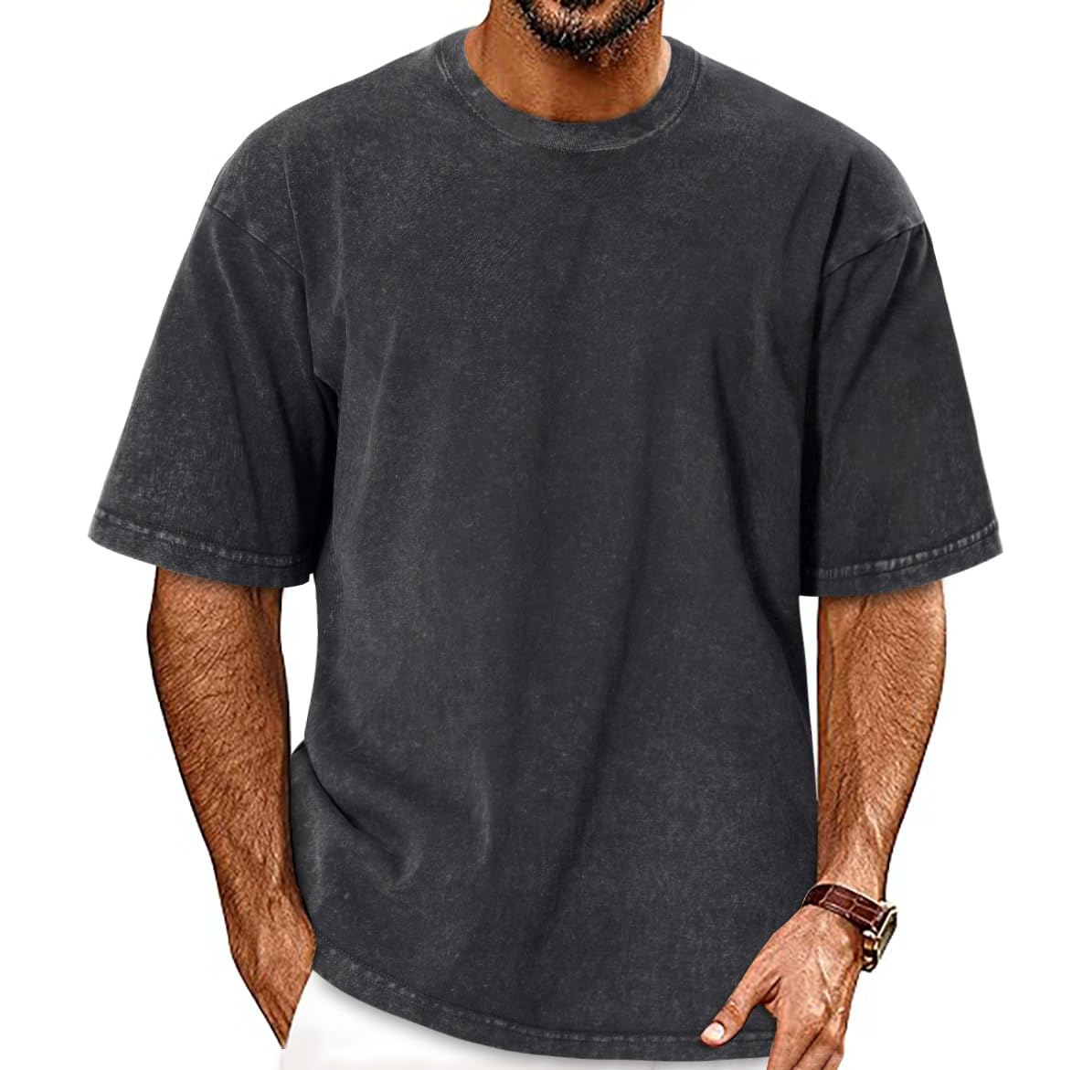 Oversized Tshirts for Men Short Sleeve Vintage Washed Basic Loose Tees