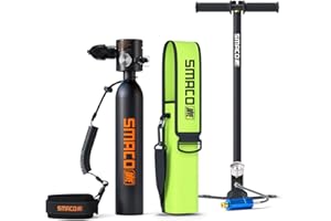 SMACO S300 Plus Mini Scuba Tank 0.5L - Reusable Portable Diving Tank & Emergency Pony Bottle up to 10-Minute Air Supply Underwater Breathing Device Freediving DOT-Certified Air Cylinder