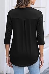Halife 3/4 Sleeve Tops for Women Lightweight V Neck
