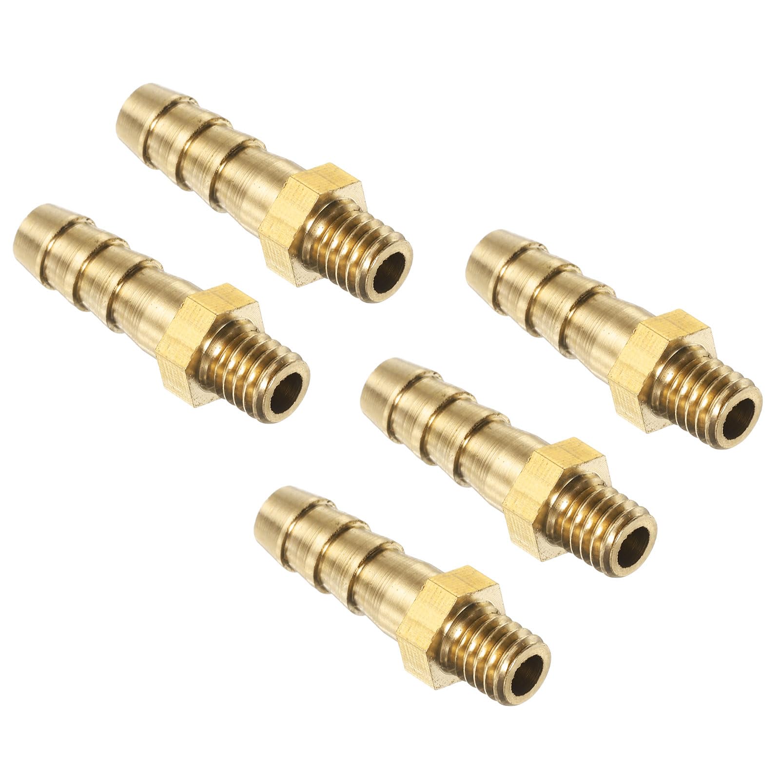 Photo 1 of uxcell 5Pcs Brass Hose Barb Fittings Metric M6-1 Male to Barb Fit Hose ID 6mm Barbed Pipe Fitting Adapter Connector for Water Fuel Air