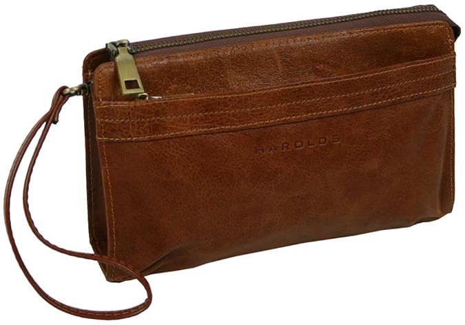 HAROLD'S Echtleder Handgelenktasche mit abnehmbarer Schlaufe - praktische Herren-Handtasche aus weichem, hochwertigem Leder