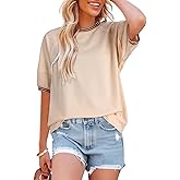 Dokotoo T Shirts for Women Striped Color Block Loose Fit Round Neck Womens Tops Fashion 2025 Oversized Tshirts for Women