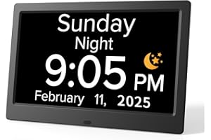 Mitoart 10.1 Inch Digital Alarm Clock with Date and Day of Week for Dementia Seniors, Clear Large Screen, Multiple Alarm Sets, Auto DST, Designed Specifically for Elderly - Black