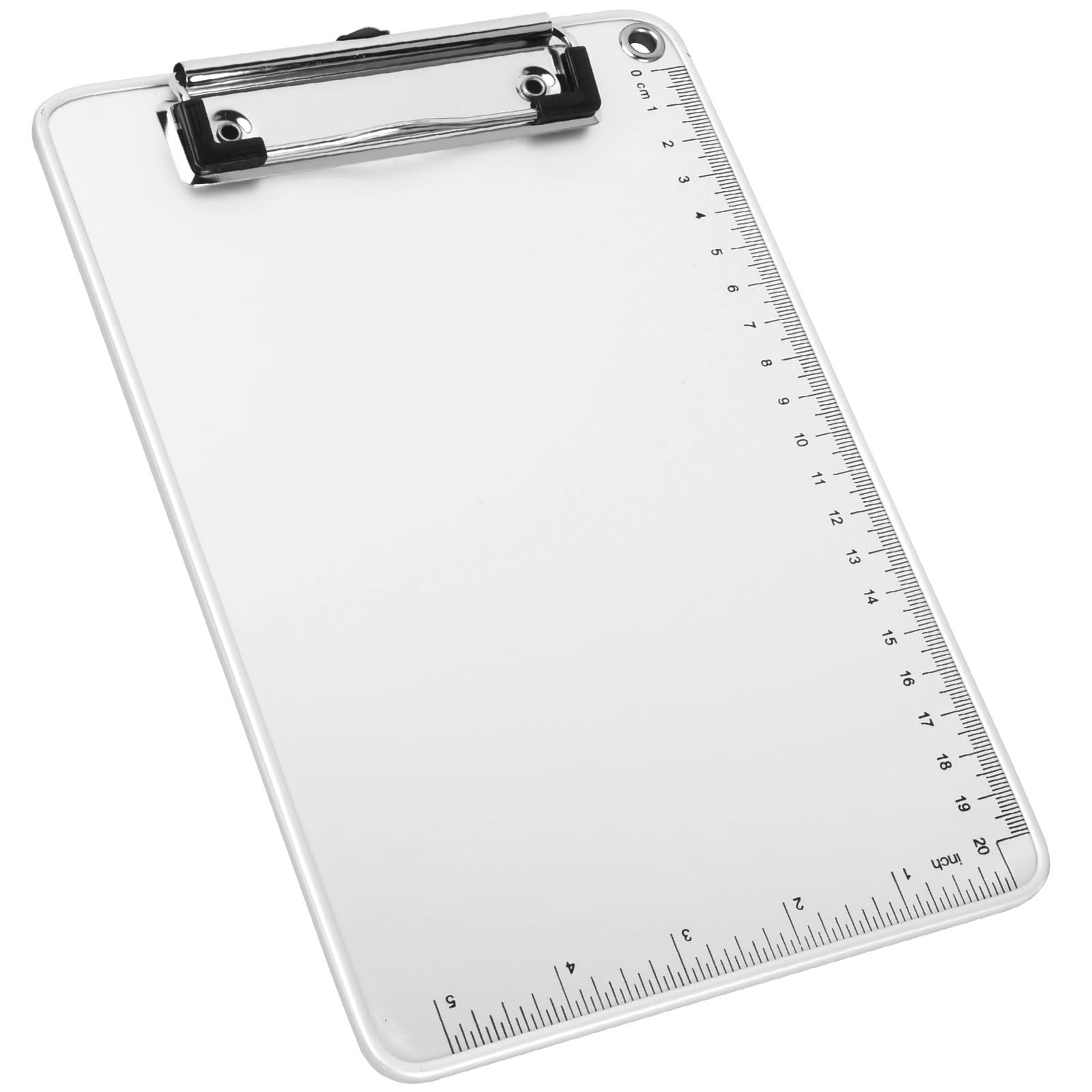 A5 Aluminium Clipboard, Metal Clipboard Folder with Clip and Measurements, Hangable Heavy Duty Clip Boards, Metallic Silver Writing Document Holder for Office School (A5)