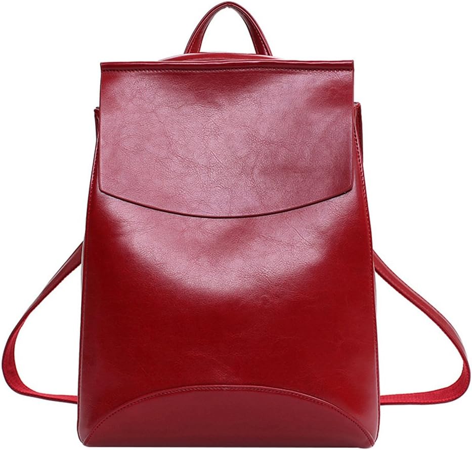 red faux leather backpack