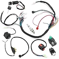 Anxingo Ignition Coil Wiring Harness CDI Box Spark Plug Key Switch Kill Switch Solenoid Valve Replacement for 50cc 70cc 90cc
