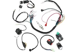 Anxingo Ignition Coil Wiring Harness CDI Box Spark Plug Key Switch Kill Switch Solenoid Valve Replacement for 50cc 70cc 90cc 