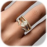 YEEZII Gold Rings for Women Non Tarnish, 14K Gold Stacking Cubic Zirconia Rings Pack, Dainty Stackable Gold Knuckle Rings Set Size 5-10