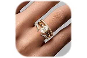 YEEZII Gold Rings for Women Non Tarnish, 14K Gold Stacking Cubic Zirconia Rings Pack, Dainty Stackable Gold Knuckle Rings Set Size 5-10